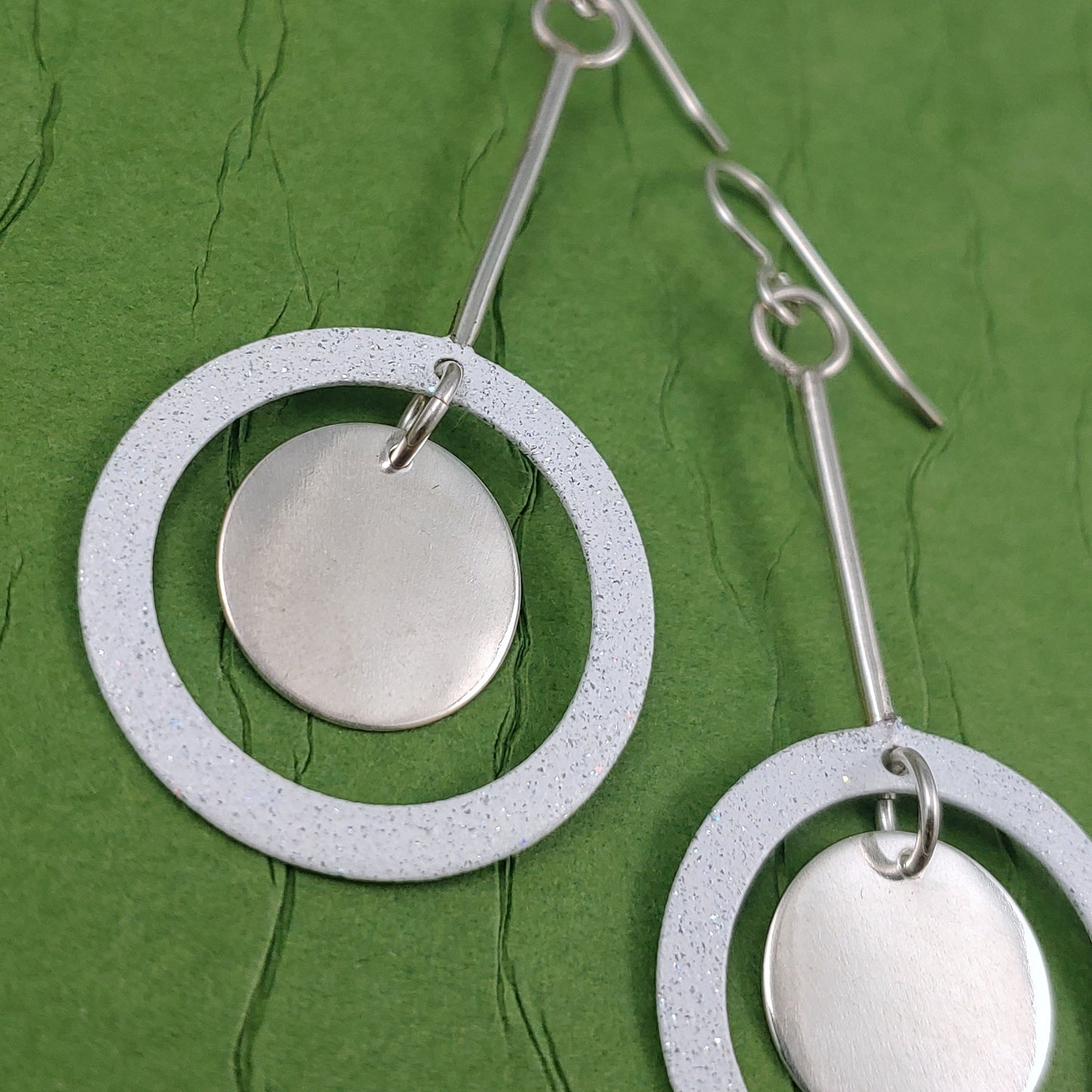 The Double Round Earrings - White and Silver