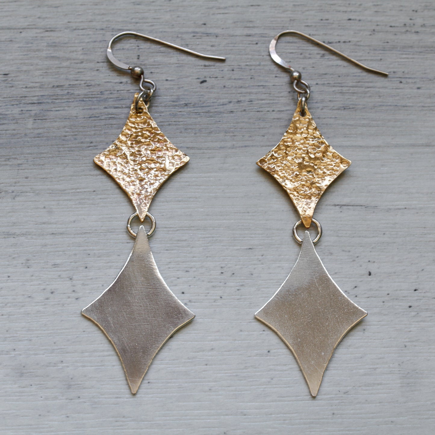 Retro double diamonds modernist inspired earrings