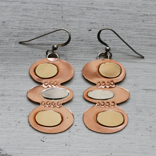 Space Age Ovals Mixed Metals Earrings