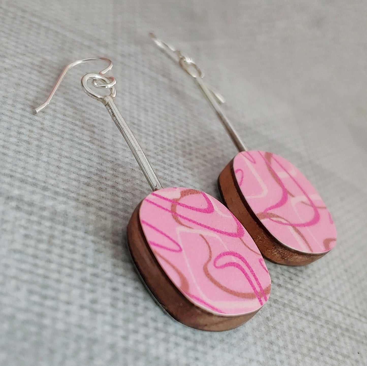 Pink Boomerang Laminate Soft Square Earrings