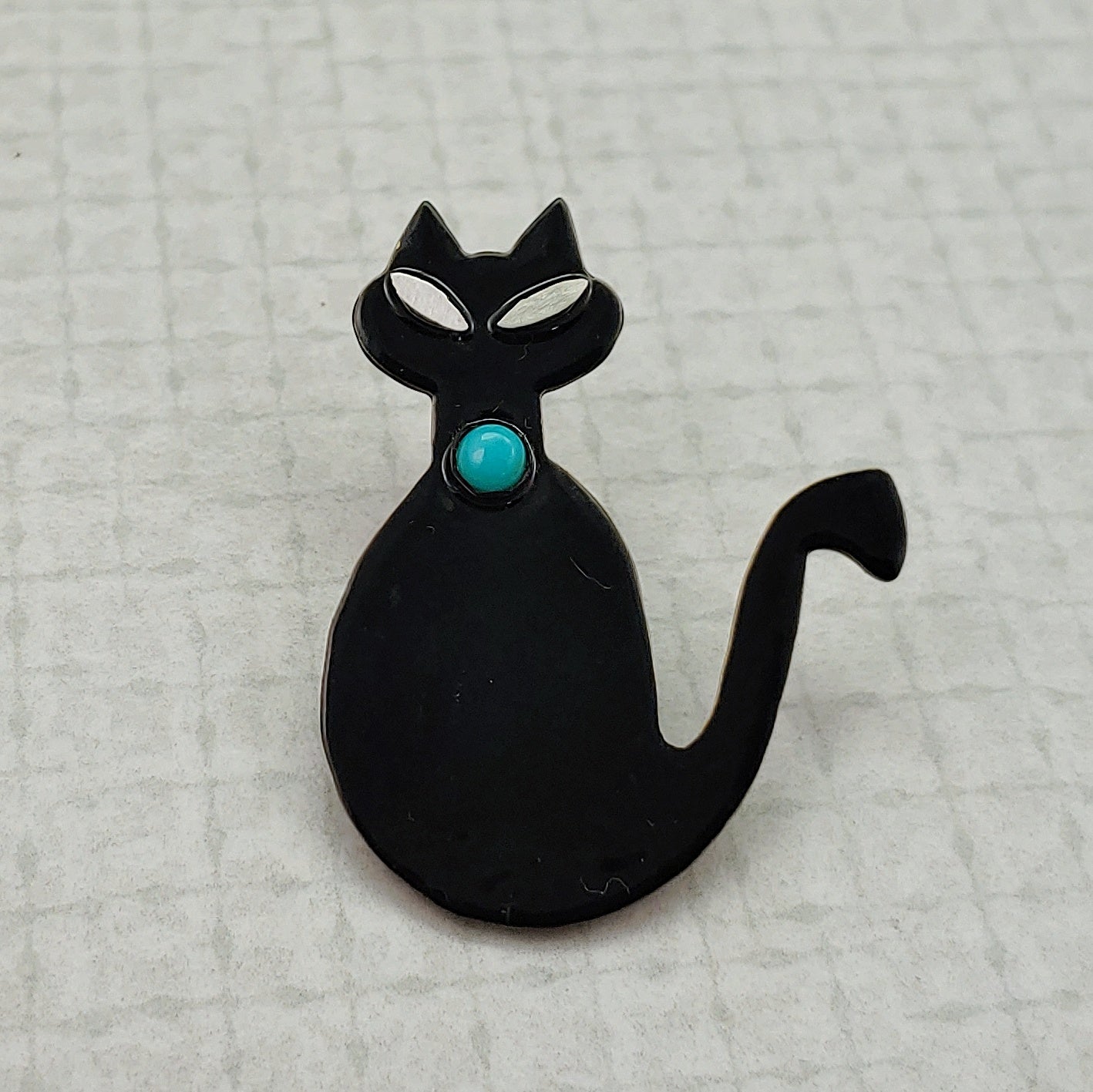 Mid-Mod Cat Powdercoated Pin/Brooch - Black