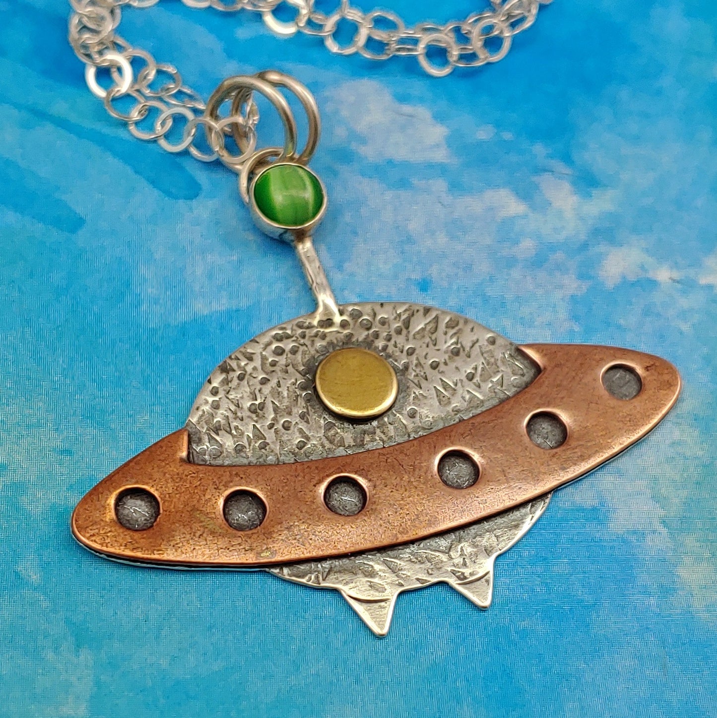 Spaceship Necklace in Mixed Metals