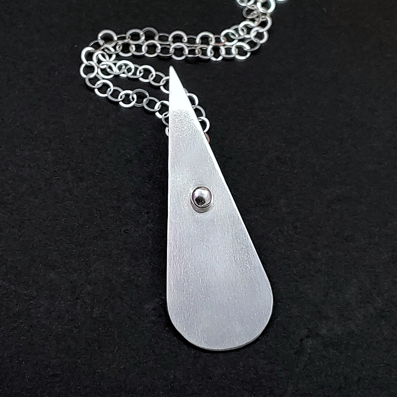 Modernist Sterling Silver Teardrop Necklace