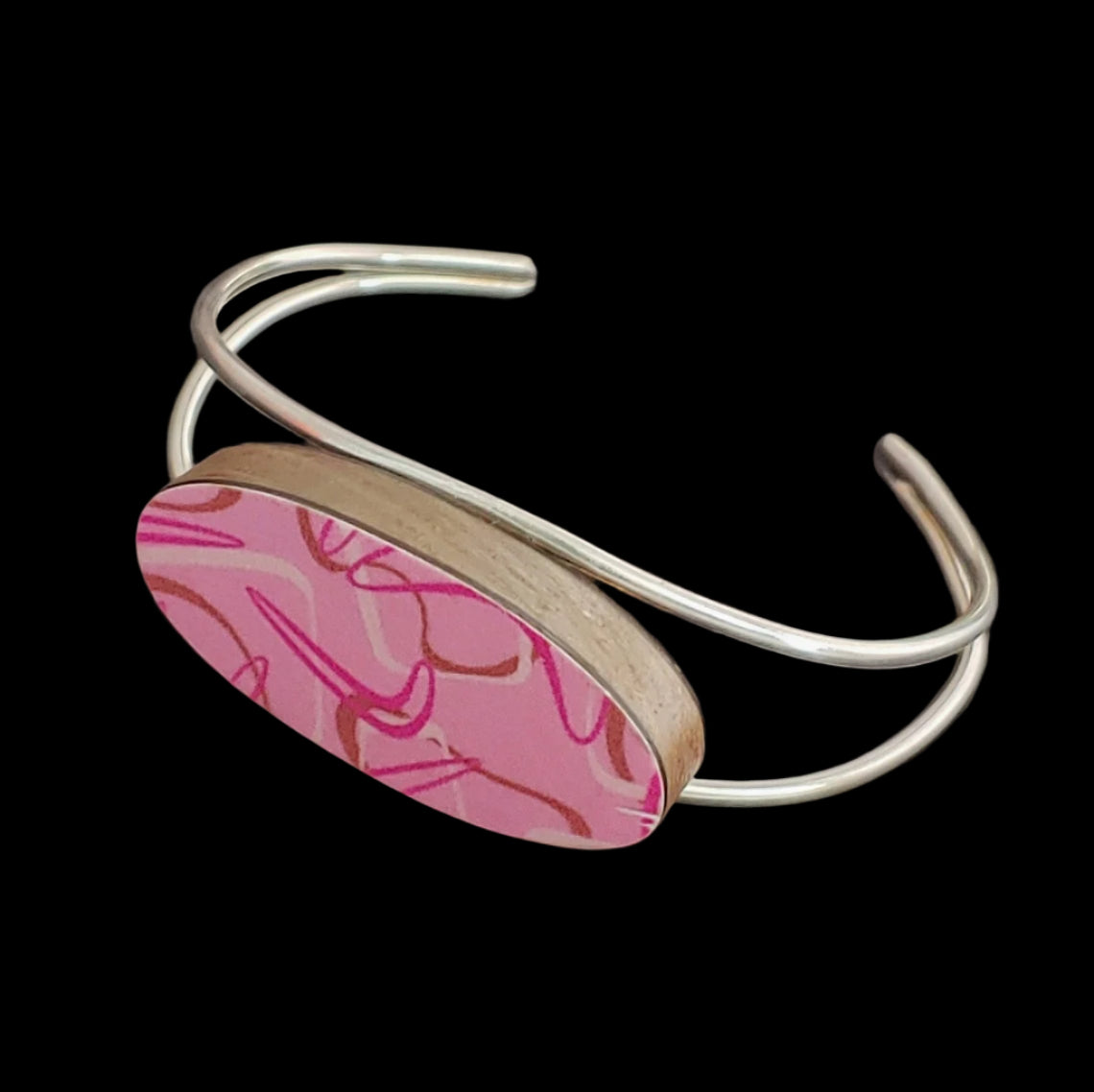 Oval Pink Boomerang Laminate Bracelet