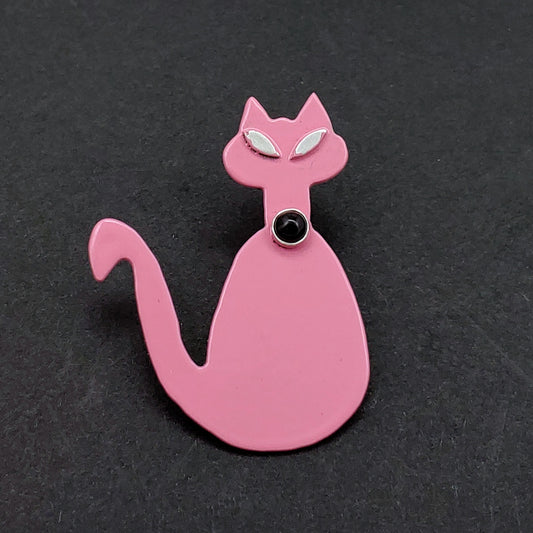 Mid-Mod Cat Powdercoated Pin/Brooch - Pink