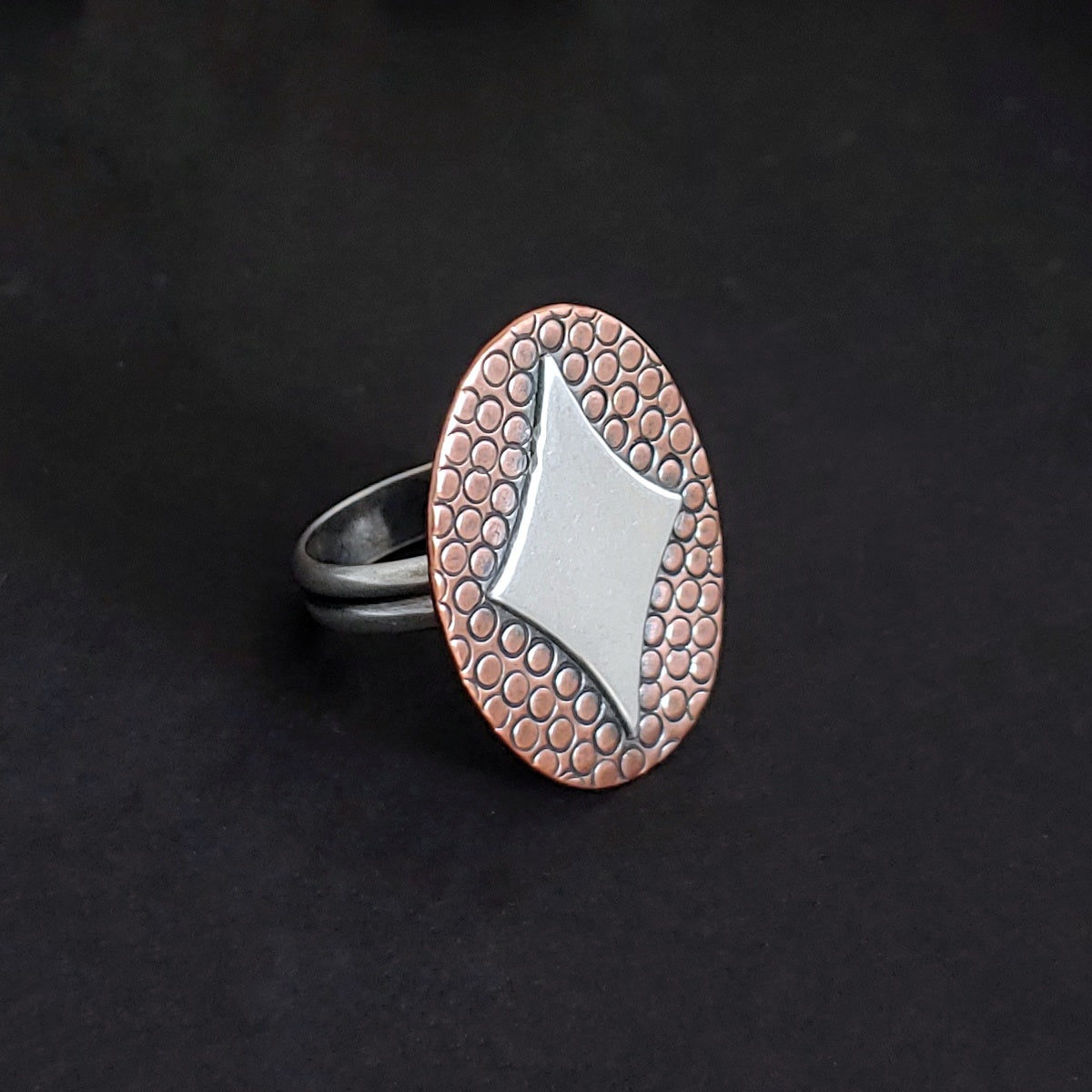 Retro Diamond in Silver on Copper Ring
