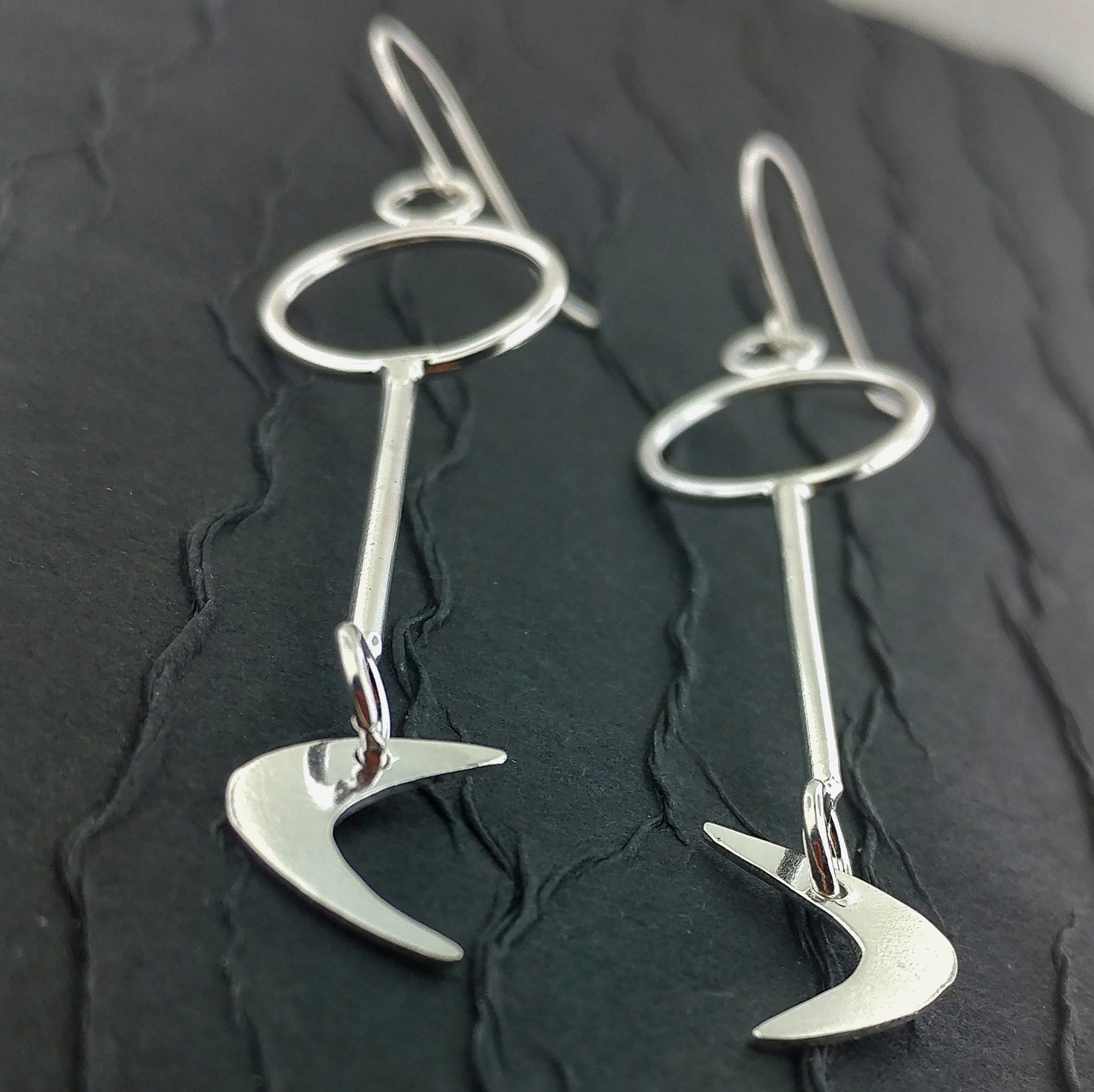 Sterling silver lightweight boomerang earrings