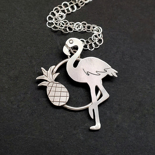 Flamingo with Pineapple Necklace
