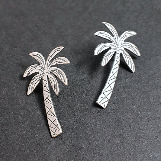 Sterling Silver Palm Tree Earrings - With Post Backs