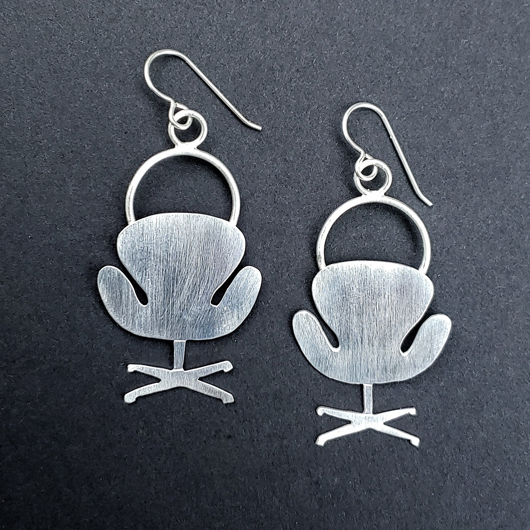 Sterling silver swan chair earrings