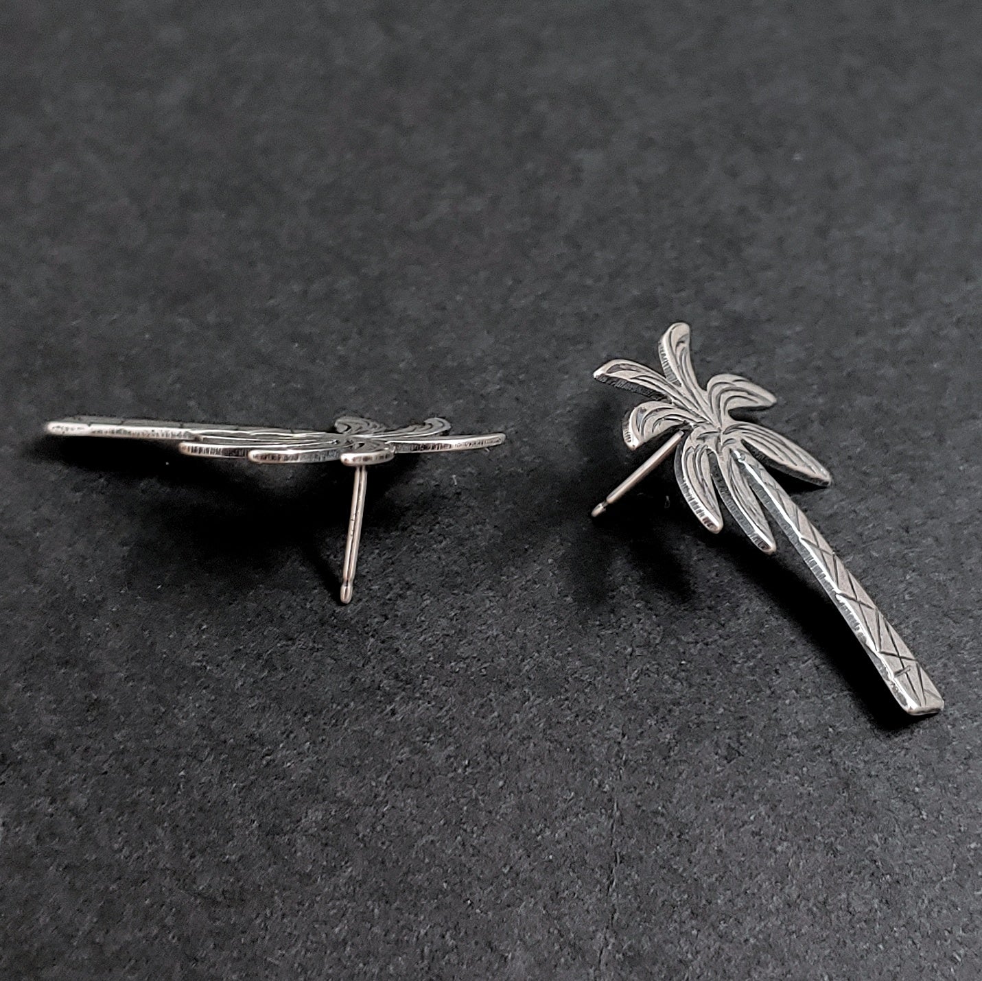 Sterling Silver Palm Tree Earrings - With Post Backs