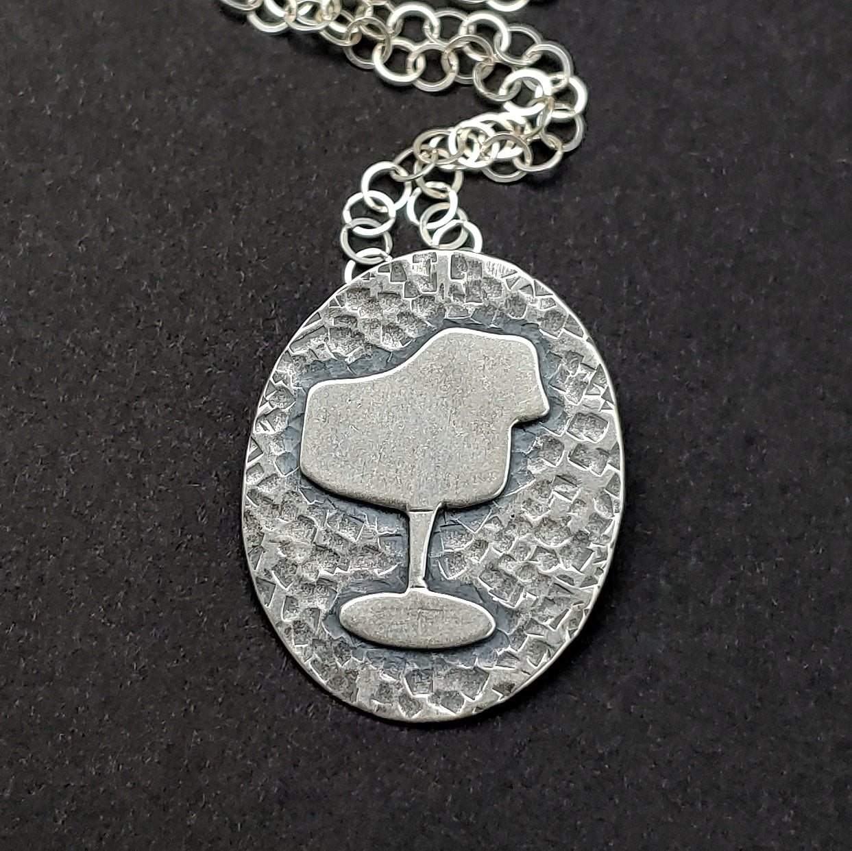 Sterling silver tulip chair necklace